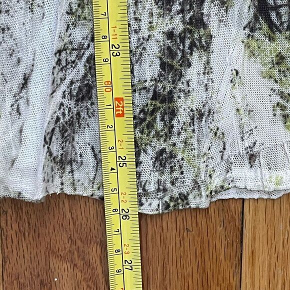 KOMAROV Crinkle Mesh Long Sleeve Shirt Medium Beige Green Retro Blouse Career - Picture 9 of 9